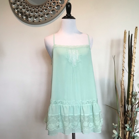 Victoria's Secret Tops - Victoria’s Secret Mint Victorian Lace Tunic Small